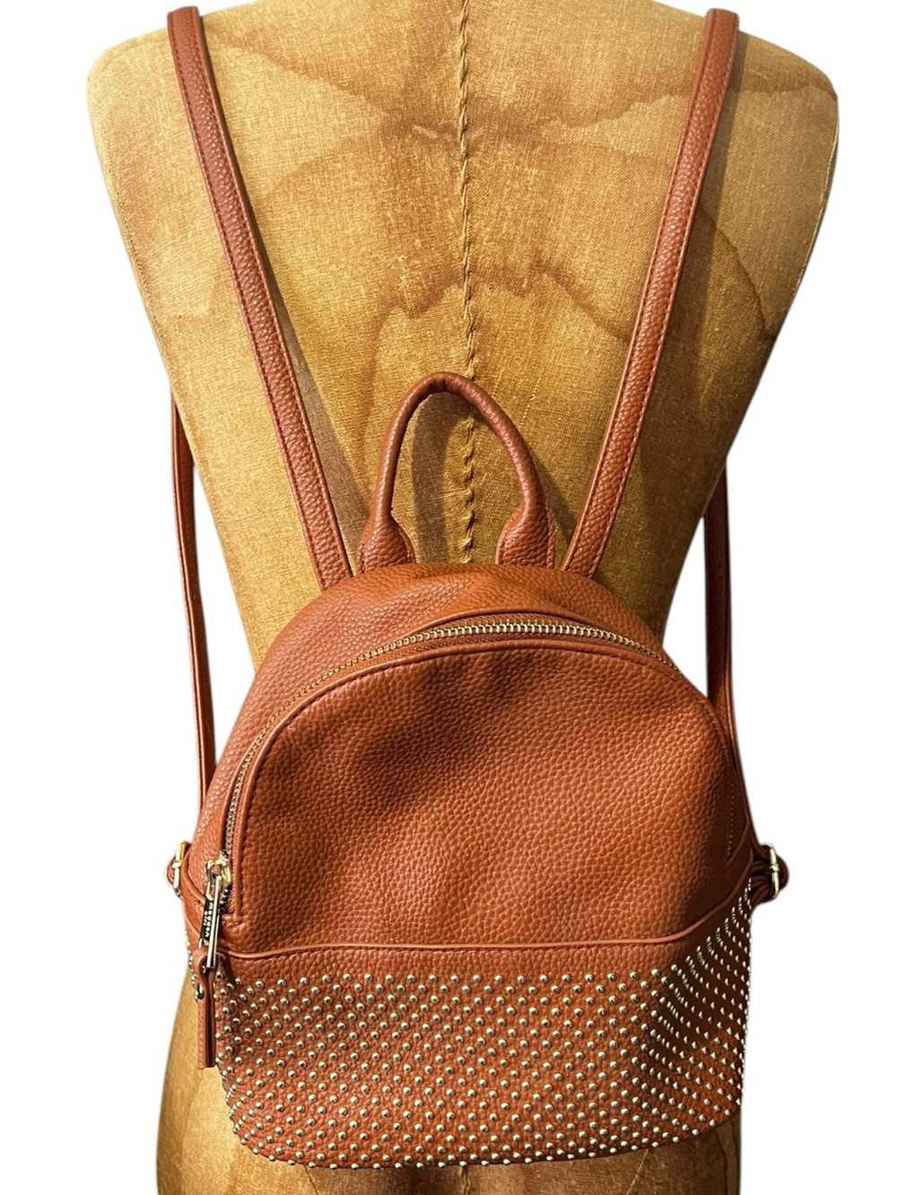 Madden Girl Cognac Studded Mini Backpack Like New!